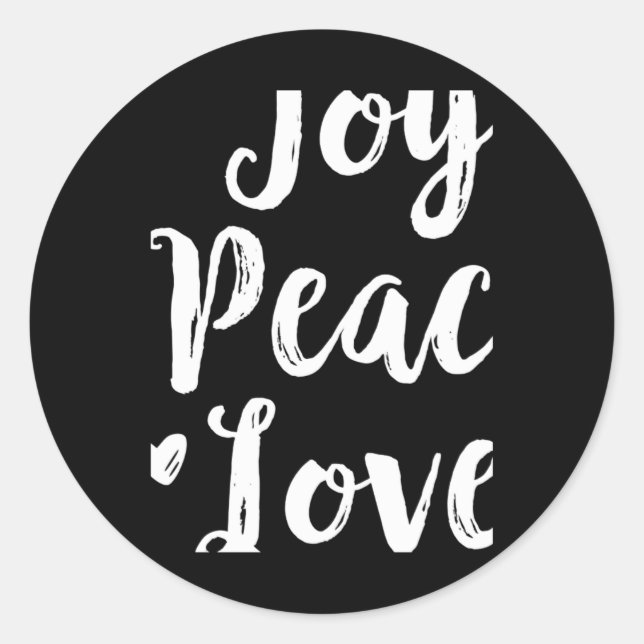 Joy Peace Love Red Brushed Script Womens Holiday T Classic Round Sticker (Front)