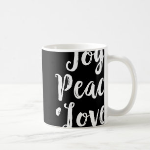 Joy Peace Love Red Brushed Script Womens Holiday T Coffee Mug