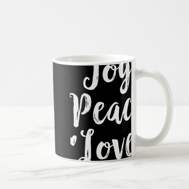 Joy Peace Love Red Brushed Script Womens Holiday T Coffee Mug (Right)