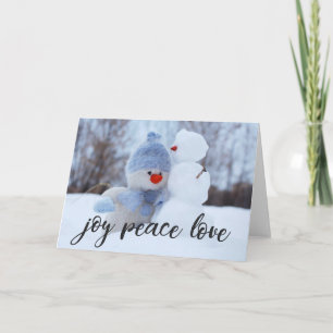 Joy Peace Love YOUR PHOTO or Keep Snowman Photo Card