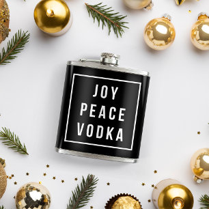 Joy Peace Vodka Funny Holiday Hip Flask