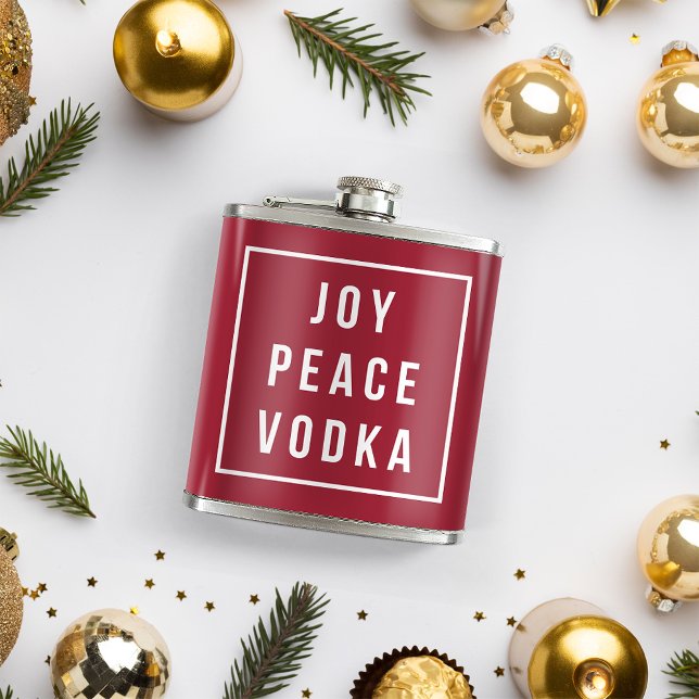 Joy Peace Vodka | Red & White Funny Holiday Hip Flask (Creator Uploaded)
