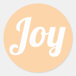 Joy Peach Colour Script Simple Modern holiday Classic Round Sticker