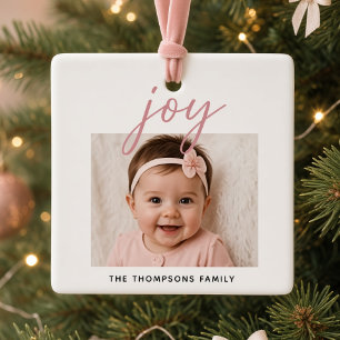 Joy Personalised Baby Photo Christmas Ceramic Ornament