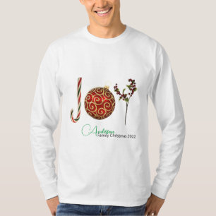 Joy personalised candy cane ornament holly T-Shir T-Shirt