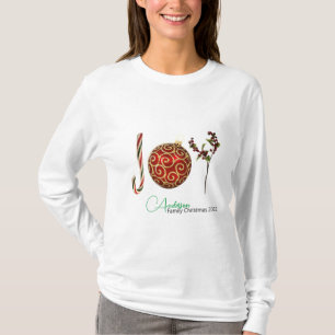Joy personalised candy cane ornament holly T-Shirt