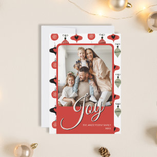 Joy Personalized Family Photo Christmas Red Holiday Card