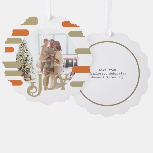 Joy Photo Christmas Personalised Tree Decoration Card (Front/Back)