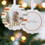 Joy Photo Christmas Personalised Tree Decoration Card<br><div class="desc">Joy,  Photo Template Christmas holiday card ornament with bold modern pattern - add your own photo and text to this Unique Ornament Card from Ricaso - featured with a trendy pattern background in muted sage green and orange tones and a delightful typography text of JOY</div>