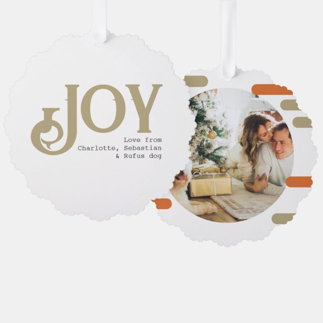 Joy Photo Christmas Personalised Tree Decoration Card (Front/Back)