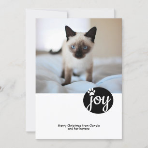 Joy Photo Personalised Christmas Cat Paw Print Holiday Card