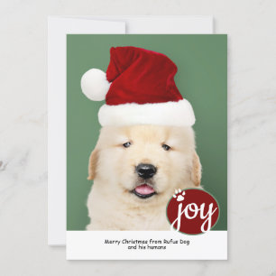 Joy Photo Personalised Christmas Dog Paw Print Holiday Card