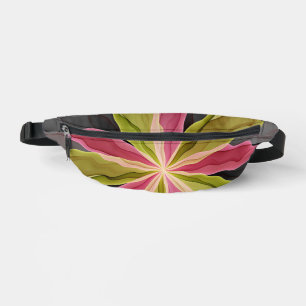 Joy, Pink Green Anthracite Fantasy Flower Fractal Bum Bags
