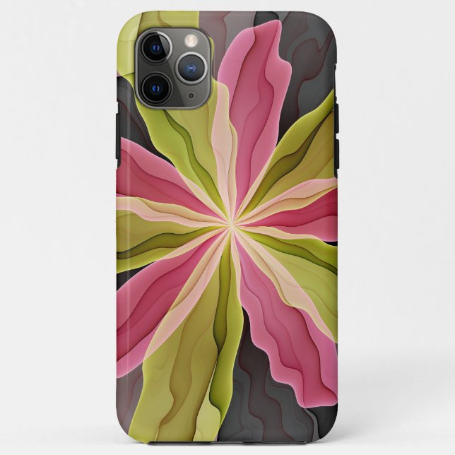Joy, Pink Green Anthracite Fantasy Flower Fractal Case-Mate iPhone Case (Back)