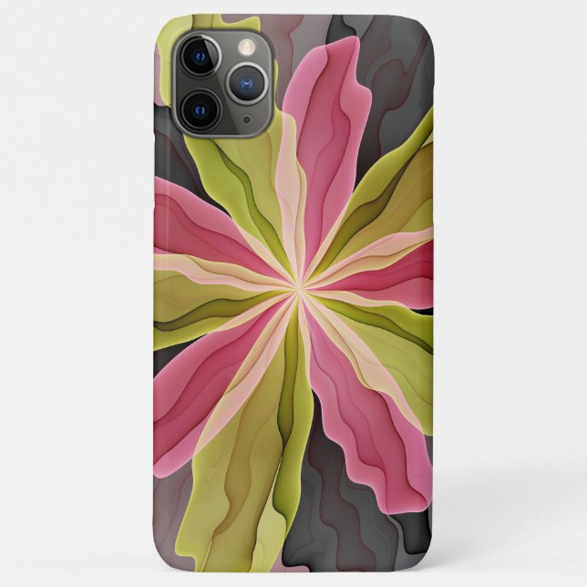Joy, Pink Green Anthracite Fantasy Flower Fractal Case-Mate iPhone Case (Back)