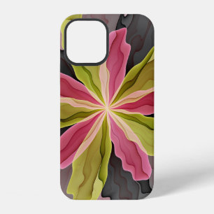 Joy, Pink Green Anthracite Fantasy Flower Fractal iPhone 12 Case