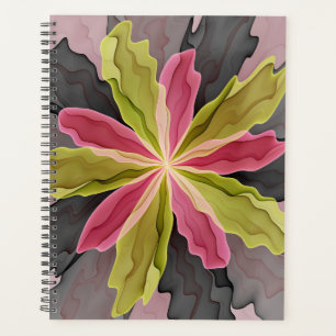 Joy, Pink Green Anthracite Fantasy Flower Fractal Planner