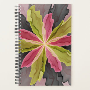 Joy, Pink Green Anthracite Fantasy Flower Fractal Planner