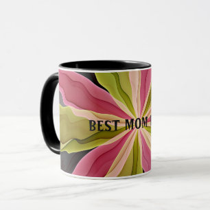 Joy, Pink Green Anthracite Flower Fractal Best Mum Mug