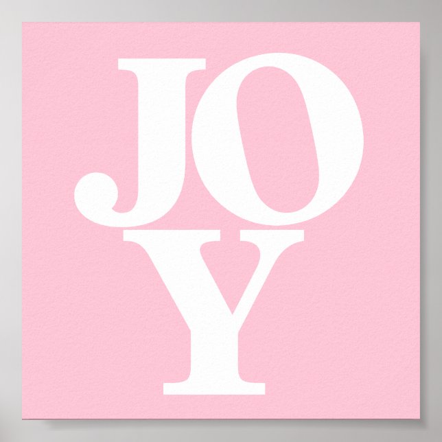 Joy pink white typographic word nursery poster (Front)
