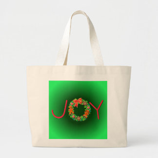 JOY, PINWHEELS & GINGER WREATH by SHARON SHARPE Large Tote Bag