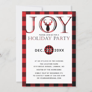 Joy Plaid Holiday Party Invitation