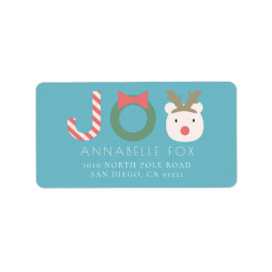 JOY Polar Bear Blue Holiday Return Address Label
