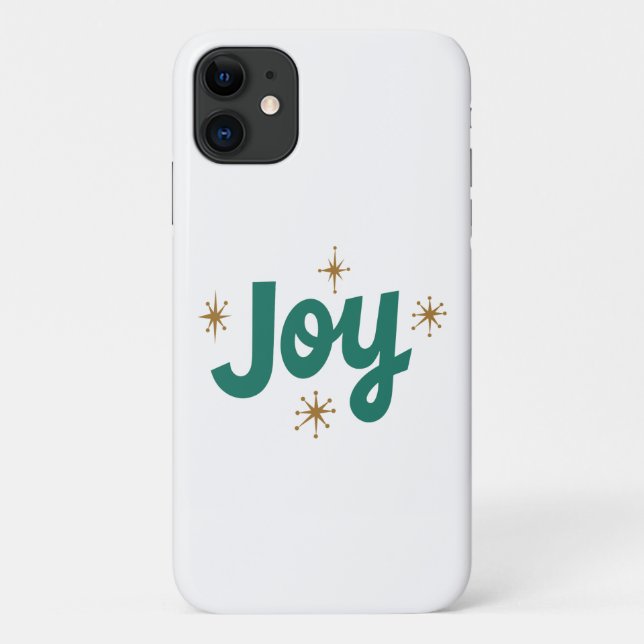 Joy pretty Christmas White and blue text Case-Mate iPhone Case (Back)