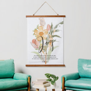 Joy-Psalm 16:11 orange floral  Hanging Tapestry