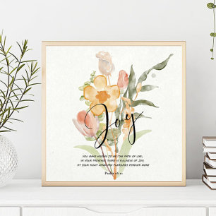 Joy-Psalm 16:11 orange floral Poster