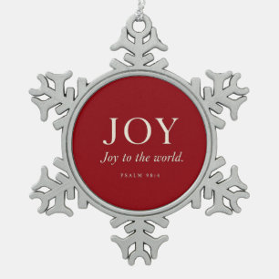 JOY Psalm 98:4 Christmas Gift Snowflake Pewter Christmas Ornament