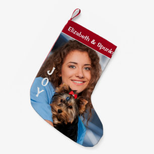 Joy Puppy Dog Pet Animal Photo Personalise Small Christmas Stocking