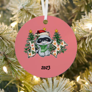 Joy Racoon Christmas Metal Tree Decoration