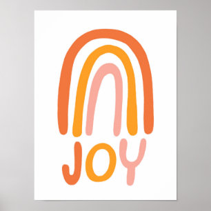JOY Rainbow Pink Handlettering Poster