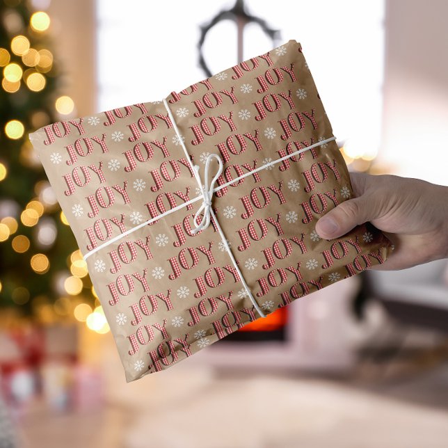 Joy red and beige Christmas  Tissue Paper (Joy red and beige Christmas Tissue Paper)