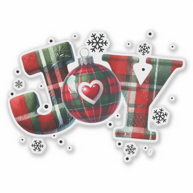 JOY- Red and Green Christmas Tartan Typography (Front)