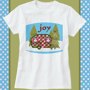 Joy Red and White Vintage Camper Trailer Holiday T-Shirt