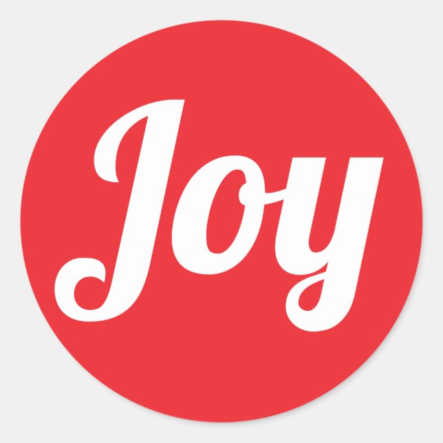 Joy Red Brushed Script Simple Modern holidays  Classic Round Sticker (Front)
