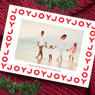 Joy   Red Christmas Photo Frame Holiday Card