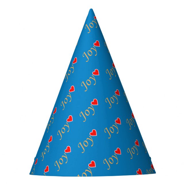 Joy Red Hearts Party Hat (Front)