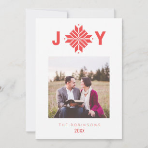 Joy Red Nordic Star Christmas Holiday Photo