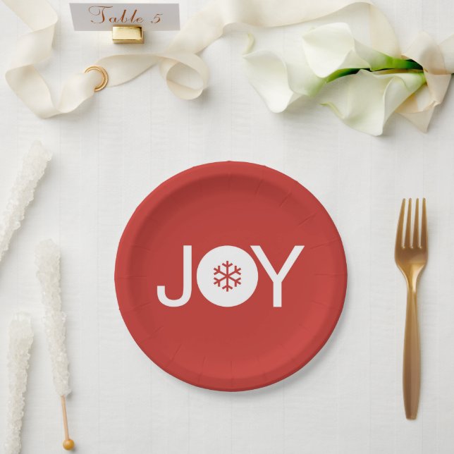 Joy Red Paper Plate (Wedding)