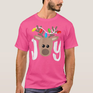Joy Reindeer Christmas Lights Xmas Matching Pajama T-Shirt