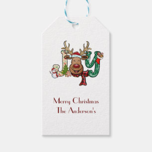 Joy Reindeer Fun Christmas Holiday Gift Tags