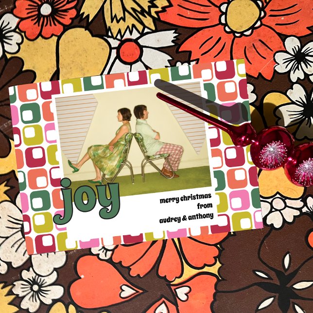 Joy Retro 1970s Lettering Photo Christmas Holiday Card (Creator Uploaded)