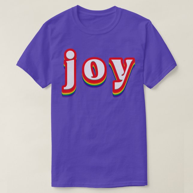 Joy Retro Rainbow Typography T-Shirt (Design Front)