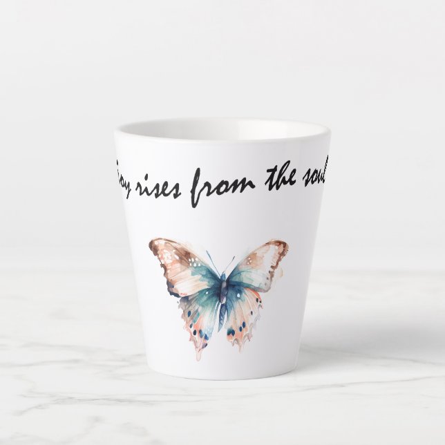 Joy Rises from the Soul Butterfly Latte Mug (Front)