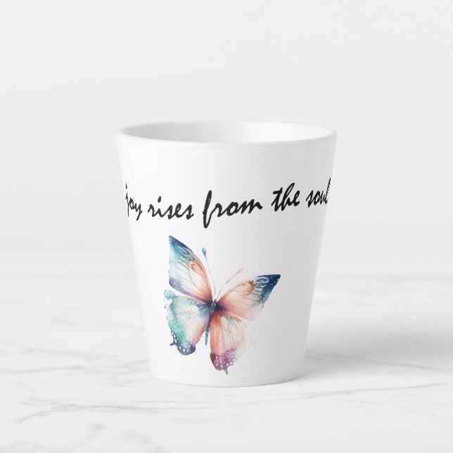 Joy rises from the soul Butterfly Latte Mug (Front)