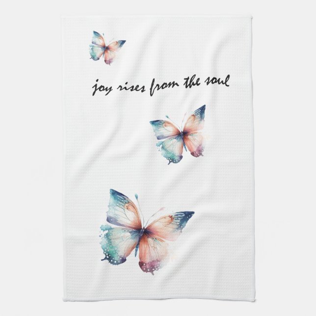 Joy Rises from the Soul Butterfly  Tea Towel (Vertical)