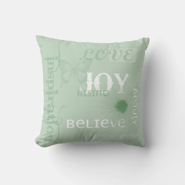 Joy Rising Earth Green Cushion (Front)